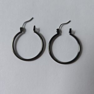 Sleek Dark Gray Hoop Earrings Minimalist Design